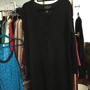 Carole Little Maxi Sweater Dress, Black, XL